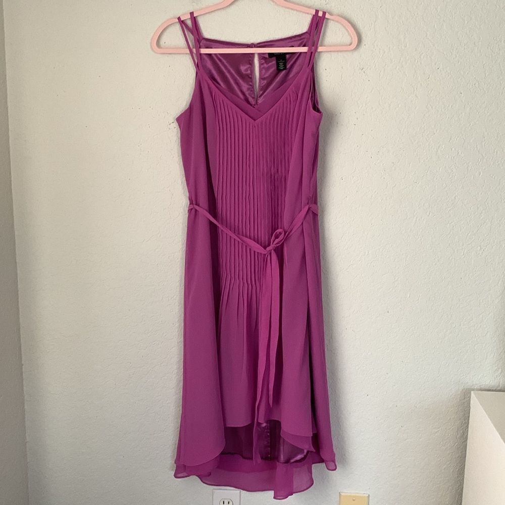 White House Black Market Purple Lilas Sleeveless High Low Dress Size 6